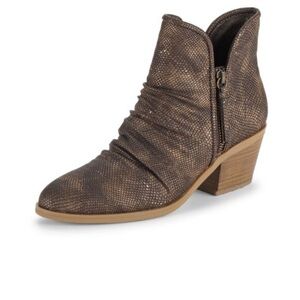 BareTraps Ruched Textured Taupe Metallic Ankle Booties
